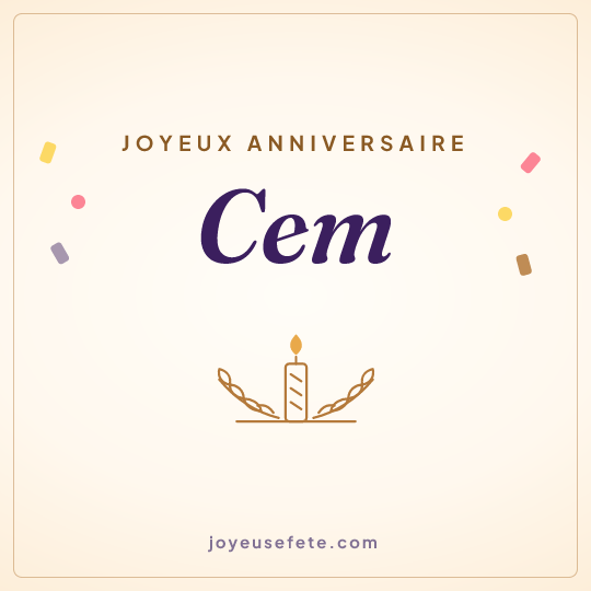 Image carrée « Joyeux anniversaire Cem » pour WhatsApp