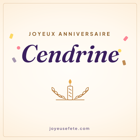 Image carrée « Joyeux anniversaire Cendrine » pour WhatsApp