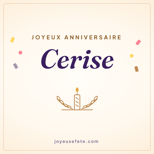 Image carrée « Joyeux anniversaire Cerise » pour WhatsApp