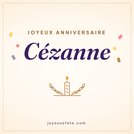 Image carrée « Joyeux anniversaire Cézanne » pour WhatsApp