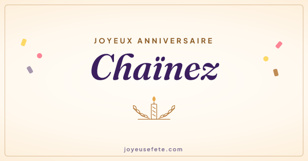 Image « Joyeux anniversaire Chaïnez » au format large