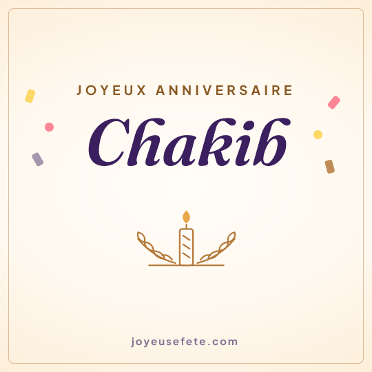 Image carrée « Joyeux anniversaire Chakib » pour WhatsApp