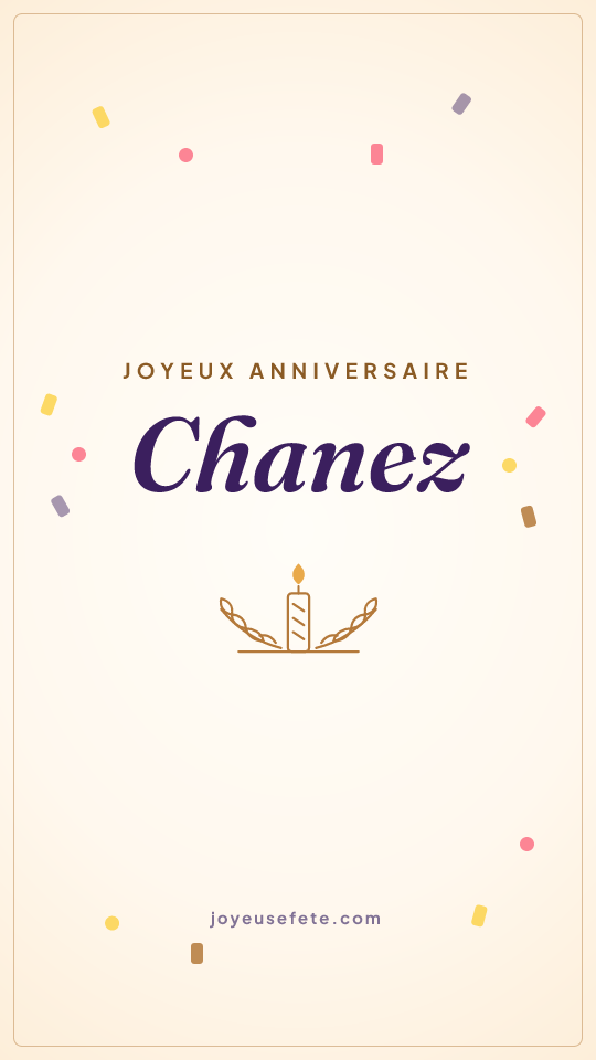Image « Joyeux anniversaire Chanez » au format story