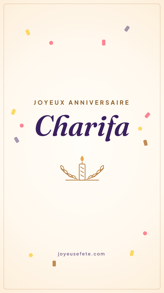 Image « Joyeux anniversaire Charifa » au format story