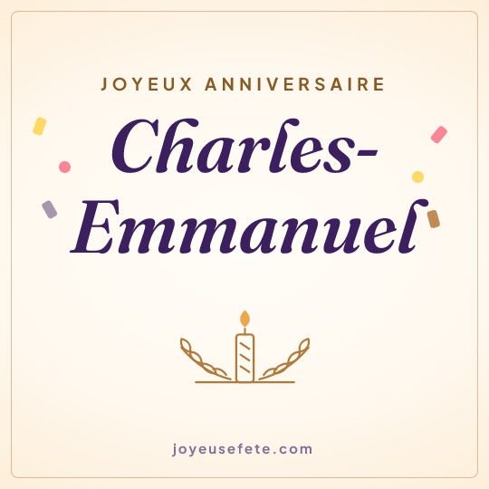 Image carrée « Joyeux anniversaire Charles-Emmanuel » pour WhatsApp