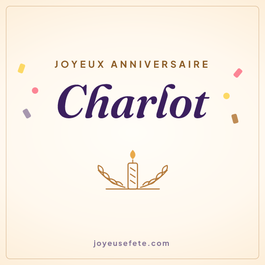 Image carrée « Joyeux anniversaire Charlot » pour WhatsApp