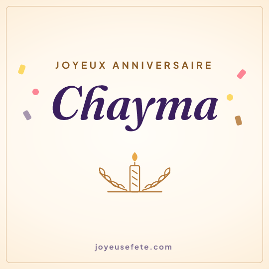 Image carrée « Joyeux anniversaire Chayma » pour WhatsApp