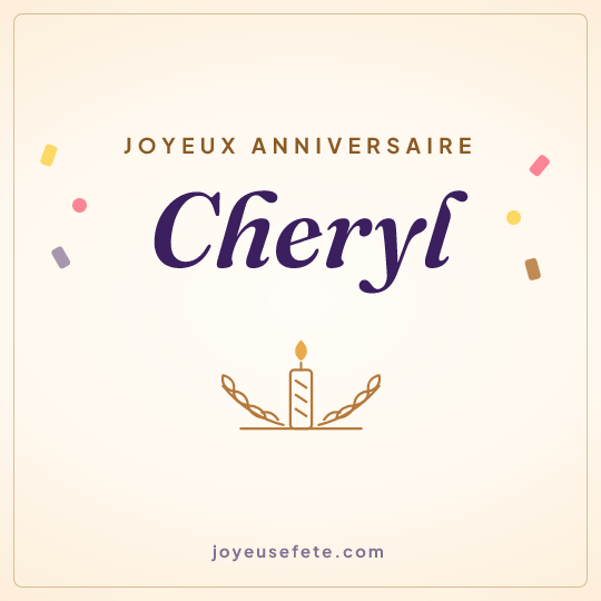 Image carrée « Joyeux anniversaire Cheryl » pour WhatsApp