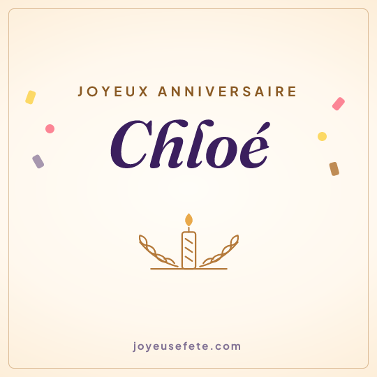 Image carrée « Joyeux anniversaire Chloé » pour WhatsApp