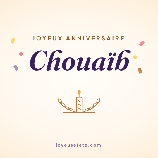Image carrée « Joyeux anniversaire Chouaïb » pour WhatsApp