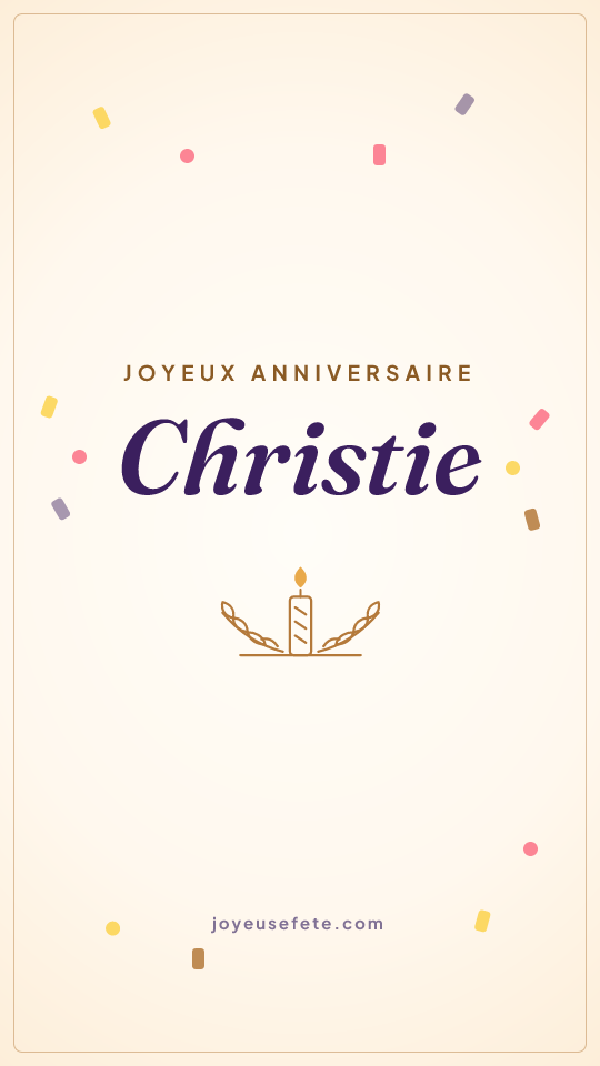 Image « Joyeux anniversaire Christie » au format story