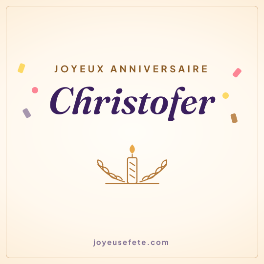 Image carrée « Joyeux anniversaire Christofer » pour WhatsApp
