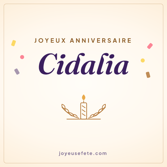 Image carrée « Joyeux anniversaire Cidalia » pour WhatsApp
