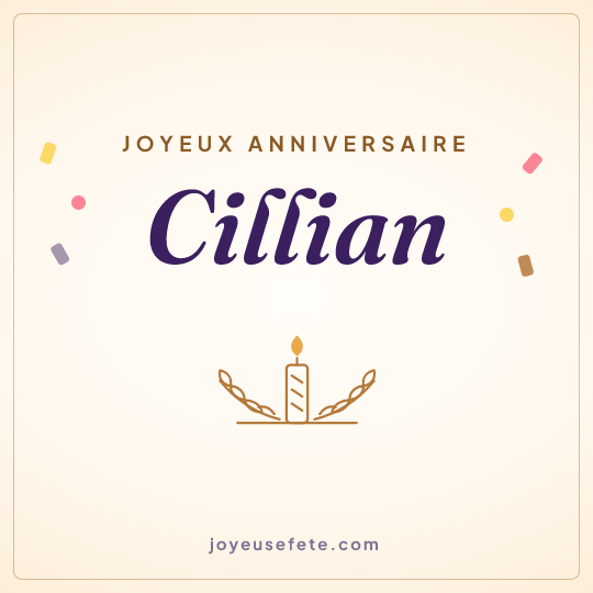 Image carrée « Joyeux anniversaire Cillian » pour WhatsApp