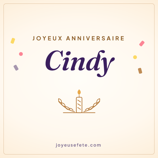 Image carrée « Joyeux anniversaire Cindy » pour WhatsApp