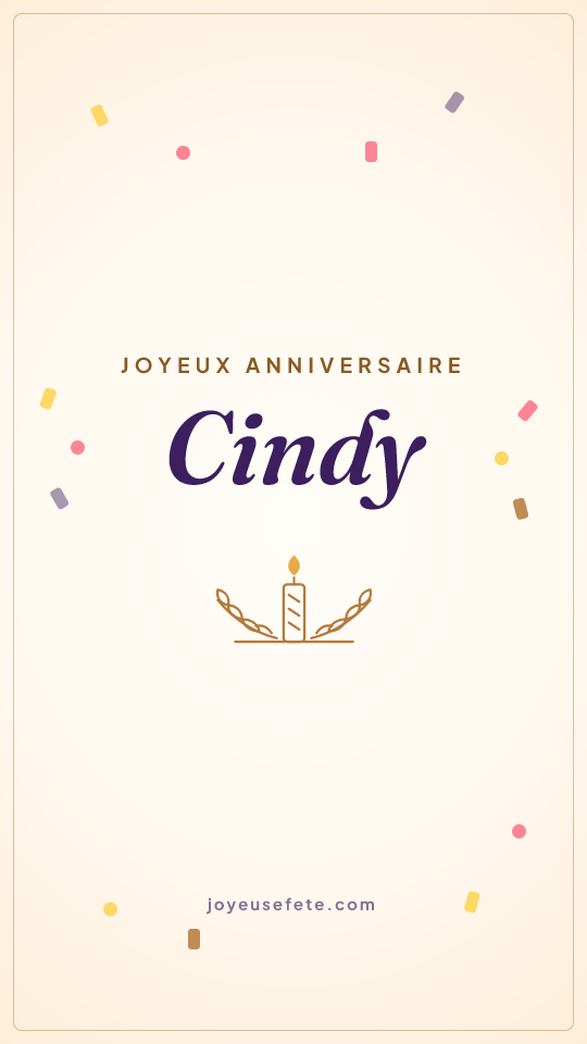 Image « Joyeux anniversaire Cindy » au format story