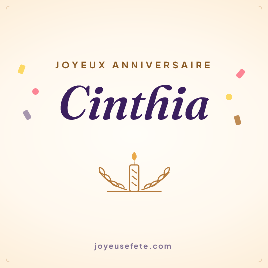 Image carrée « Joyeux anniversaire Cinthia » pour WhatsApp