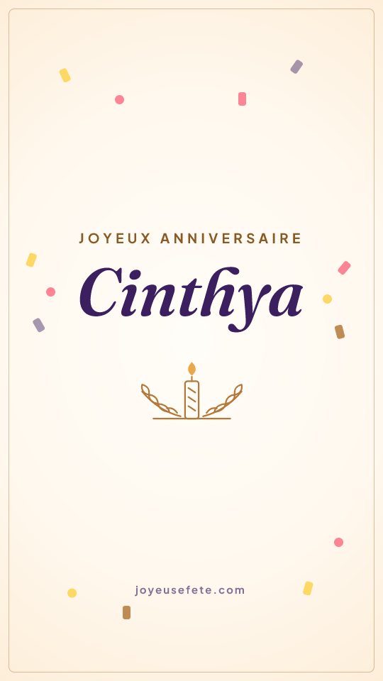 Image « Joyeux anniversaire Cinthya » au format story