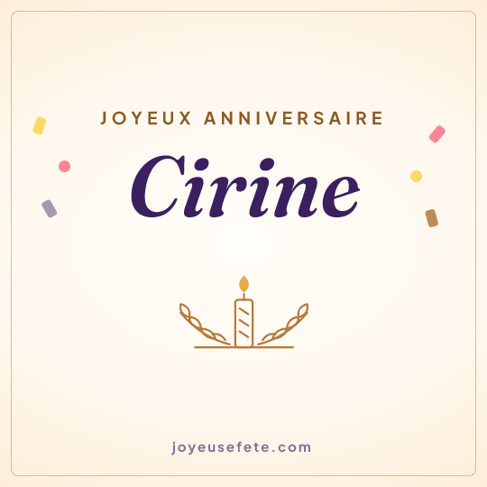 Image carrée « Joyeux anniversaire Cirine » pour WhatsApp