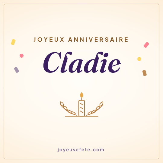 Image carrée « Joyeux anniversaire Cladie » pour WhatsApp