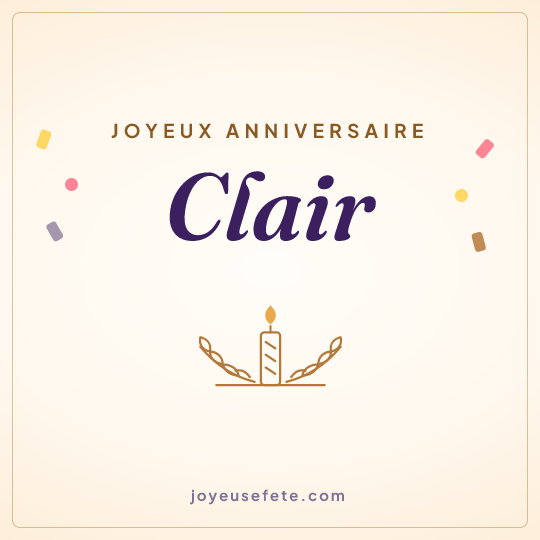 Image carrée « Joyeux anniversaire Clair » pour WhatsApp