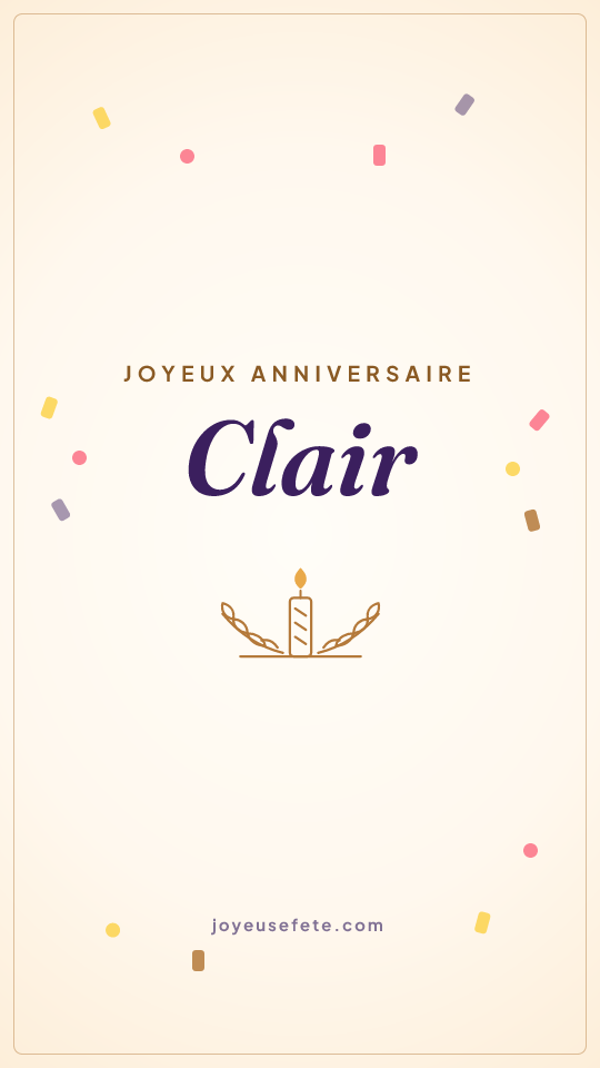 Image « Joyeux anniversaire Clair » au format story