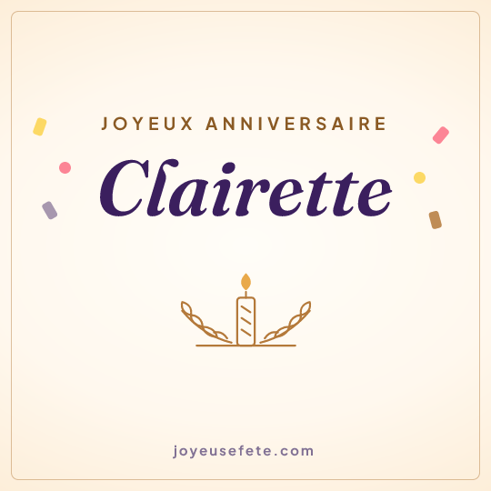 Image carrée « Joyeux anniversaire Clairette » pour WhatsApp