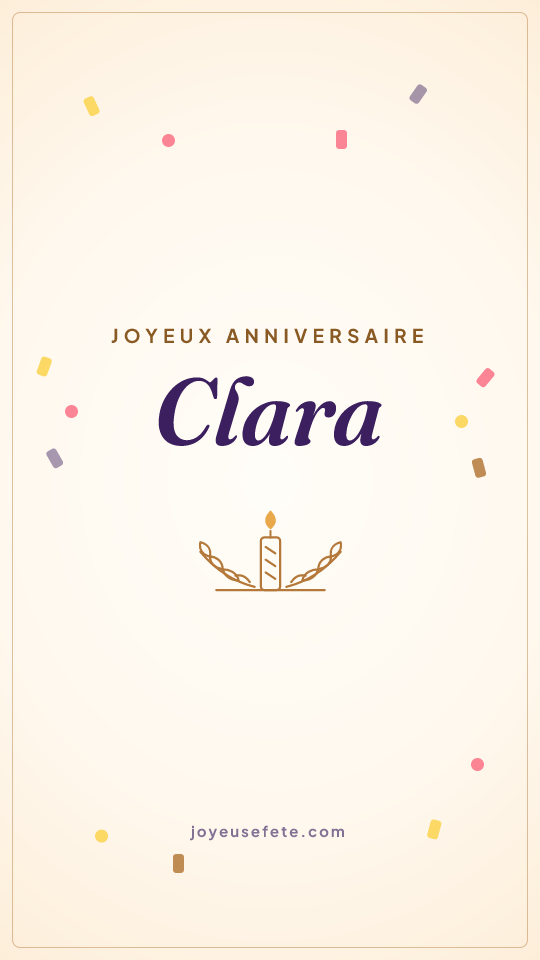 Image « Joyeux anniversaire Clara » au format story