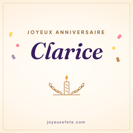 Image carrée « Joyeux anniversaire Clarice » pour WhatsApp