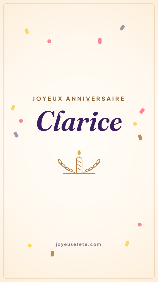 Image « Joyeux anniversaire Clarice » au format story