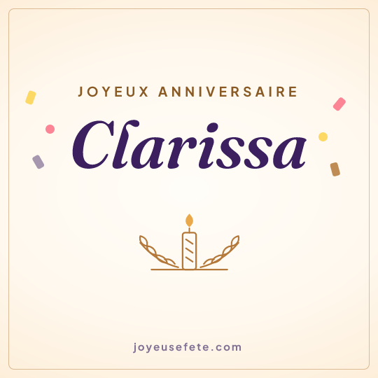 Image carrée « Joyeux anniversaire Clarissa » pour WhatsApp