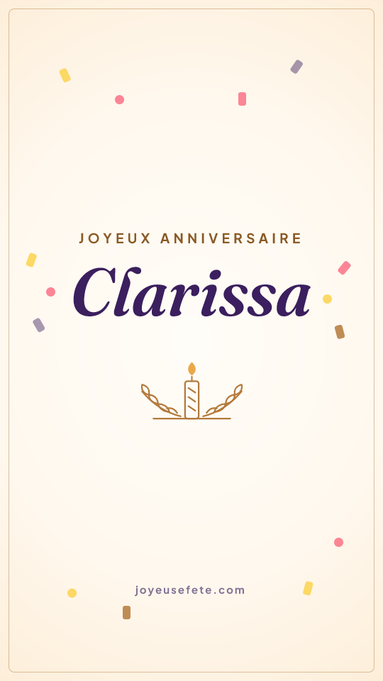Image « Joyeux anniversaire Clarissa » au format story