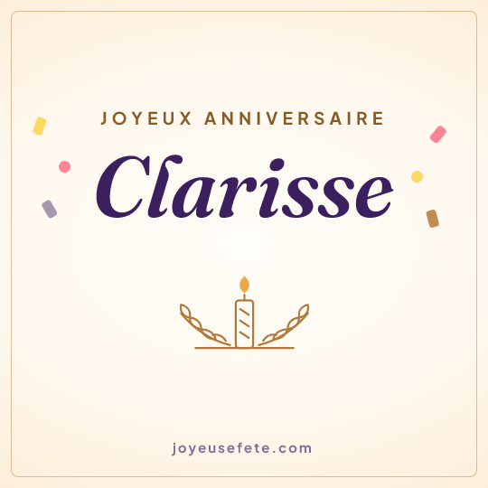 Image carrée « Joyeux anniversaire Clarisse » pour WhatsApp