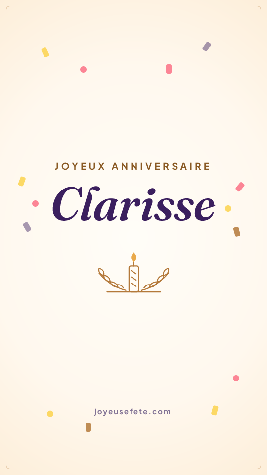 Image « Joyeux anniversaire Clarisse » au format story