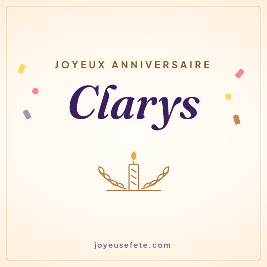 Image carrée « Joyeux anniversaire Clarys » pour WhatsApp