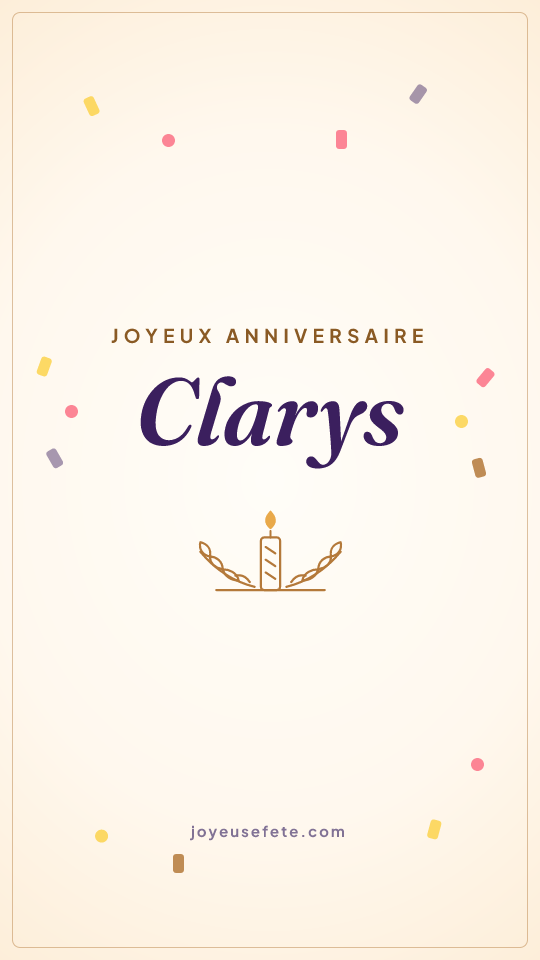 Image « Joyeux anniversaire Clarys » au format story