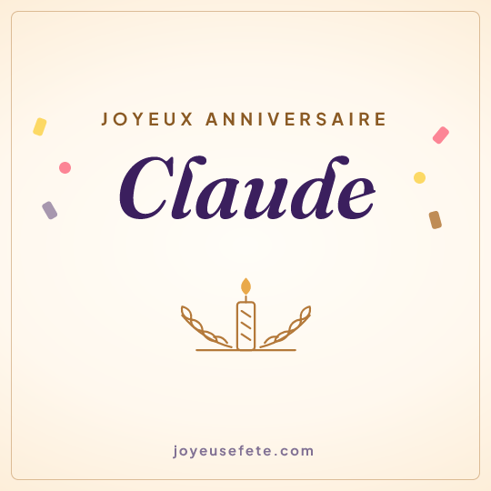 Image carrée « Joyeux anniversaire Claude » pour WhatsApp