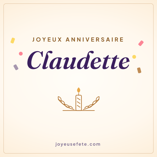 Image carrée « Joyeux anniversaire Claudette » pour WhatsApp