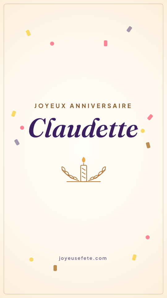 Image « Joyeux anniversaire Claudette » au format story