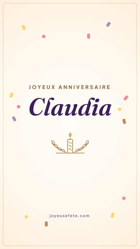 Image « Joyeux anniversaire Claudia » au format story