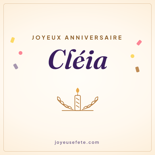 Image carrée « Joyeux anniversaire Cléia » pour WhatsApp