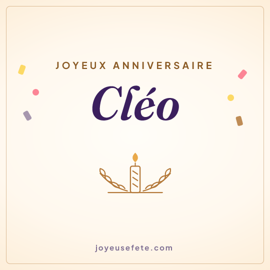 Image carrée « Joyeux anniversaire Cléo » pour WhatsApp