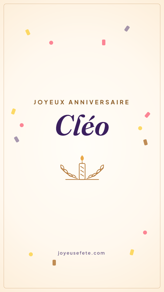 Image « Joyeux anniversaire Cléo » au format story