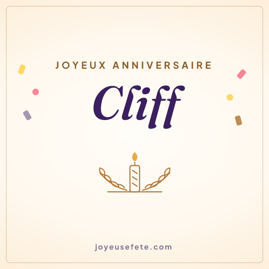 Image carrée « Joyeux anniversaire Cliff » pour WhatsApp