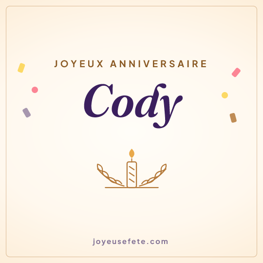 Image carrée « Joyeux anniversaire Cody » pour WhatsApp
