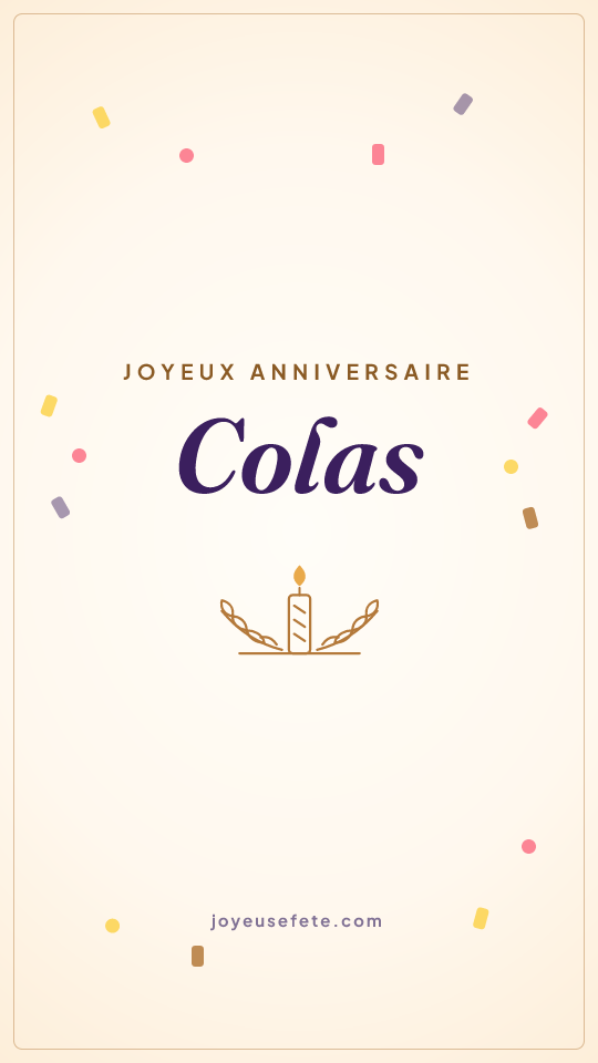 Image « Joyeux anniversaire Colas » au format story