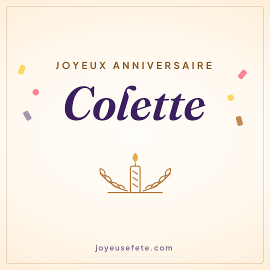 Image carrée « Joyeux anniversaire Colette » pour WhatsApp