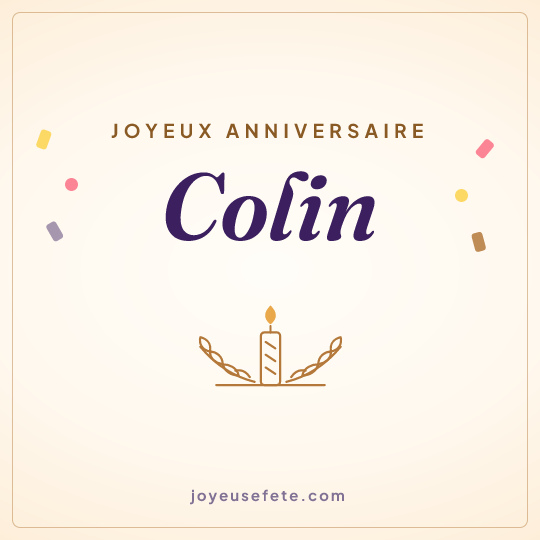 Image carrée « Joyeux anniversaire Colin » pour WhatsApp