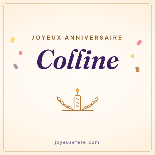 Image carrée « Joyeux anniversaire Colline » pour WhatsApp