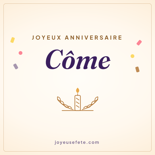 Image carrée « Joyeux anniversaire Côme » pour WhatsApp